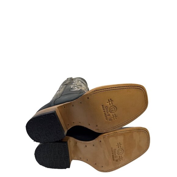 Circle G Unisex Kids Black Embroidered Western Boot Square Toe ( J7111) Size 5 - Picture 7 of 12